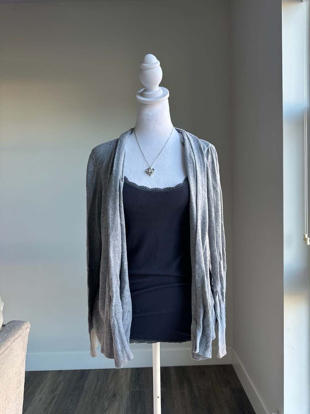 Old Navy Gray Open Front Long Sleeve Cardigan Sweater Size L